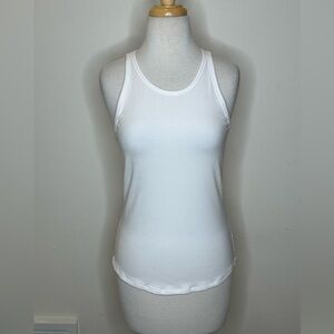 Athleta Classic White Ribbed Tank Top Size M